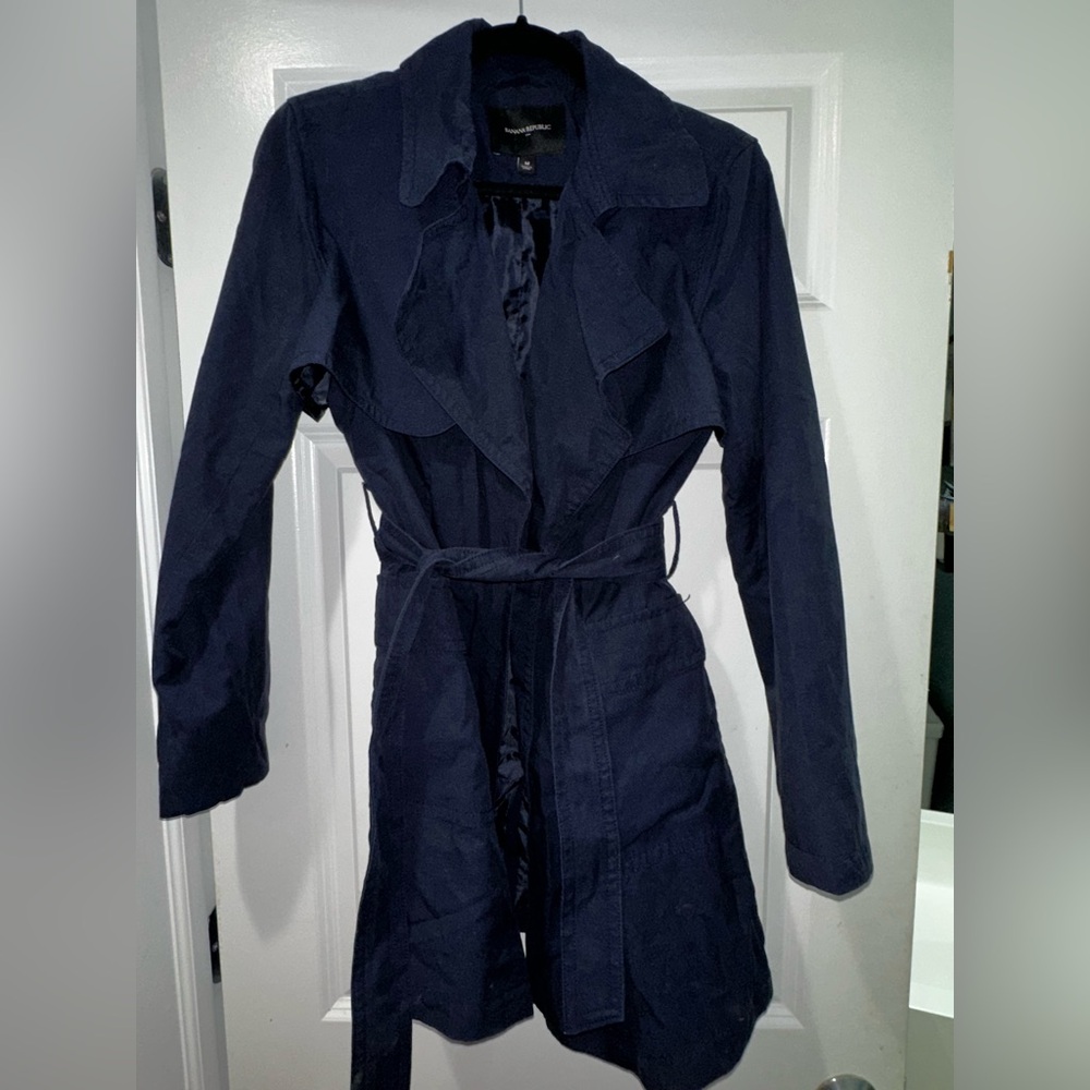 Banana Republic Navy Trench Coat (M)